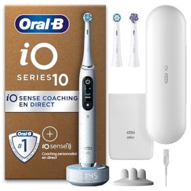 Oral-B Brosse À Dents Électrique Blanche, 3 Brossettes, 1 Étui De Voyage Chargeur, 1 Pochette Blanche, 1 Porte Brossettes