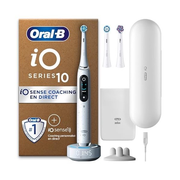 Oral-B Brosse À Dents Électrique Blanche, 3 Brossettes, 1 Étui De Voyage Chargeur, 1 Pochette Blanche, 1 Porte Brossettes