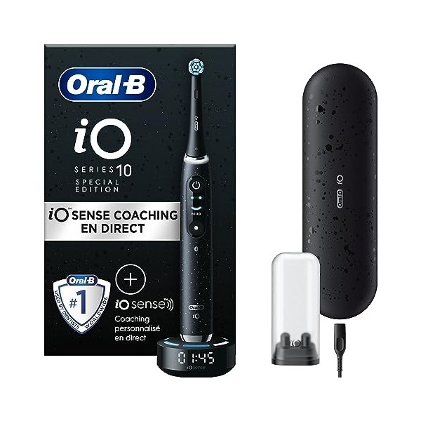 Oral-B iO 10 Brosse À Dents Électrique Noire Pour Adultes, Édition Spéciale, Modes De Nettoyage Blancheur Et Soin Des Gencive