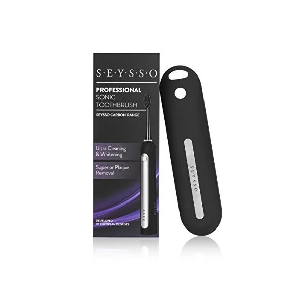 SEYSSO Professional Sonic Toothbrush • Brosse à dents rechargeable • Noir • 96 000 vibrations soniques par minute • Étui de v