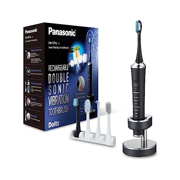 Panasonic - Personalcare EW-DP52-K803 | Brosse à Dents Électrique - Doubles vibrations soniques 45-90 min dutilisation 5 acc