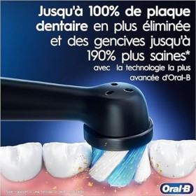 Oral-B iO 6N Brosse À Dents Électrique Noire Connectée Bluetooth, 2 Brossettes, 1 Étui De Voyage + Pack de 4 Brossettes de Re