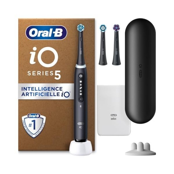 Oral-B iO 5 Brosse À Dents Électrique, Un Capteur De Pression Pour Protéger Les Gencives Et Les Dents Sensibles, Avec 3 Bross