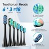 Brosse à dents électrique pour adultes et enfants - Brosse à dents sonique avec 6 têtes de brosse en 3 types, brosse à dents 