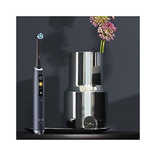 Oral-B iO 9 Duopack Brosse à Dents Électrique Rechargeable avec 2 Manches Intelligence Artificielle, Noir et Rose Quartz, 2 B