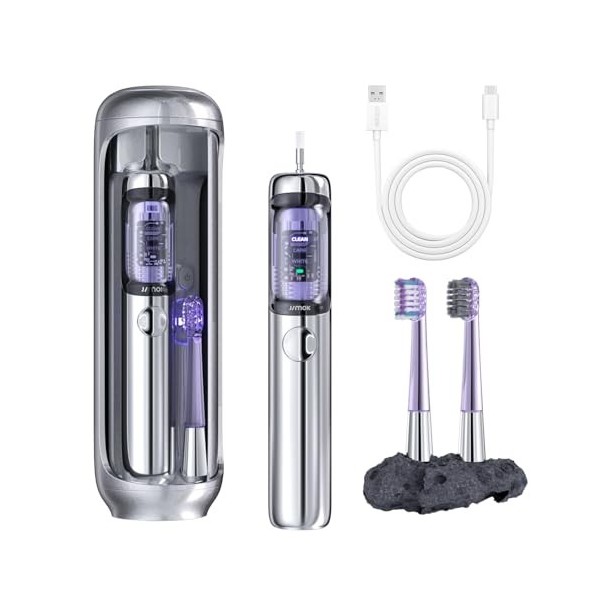 JIMOK Brosse à dents électrique, brosse à dents électrique sonique oscillante et vibratoire pour adultes avec 3 têtes de bros