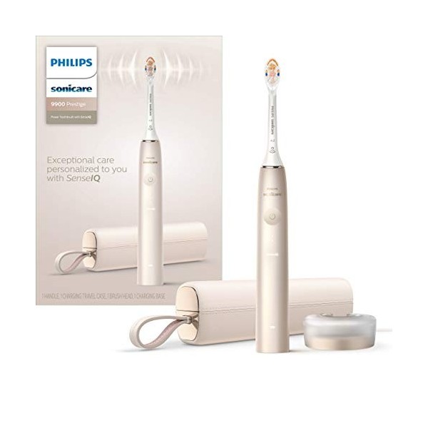 Philips Sonicare 9900 Prestige HX9990/11 Brosse à dents électrique rechargeable SenseIQ, Champagne, HX9990/11