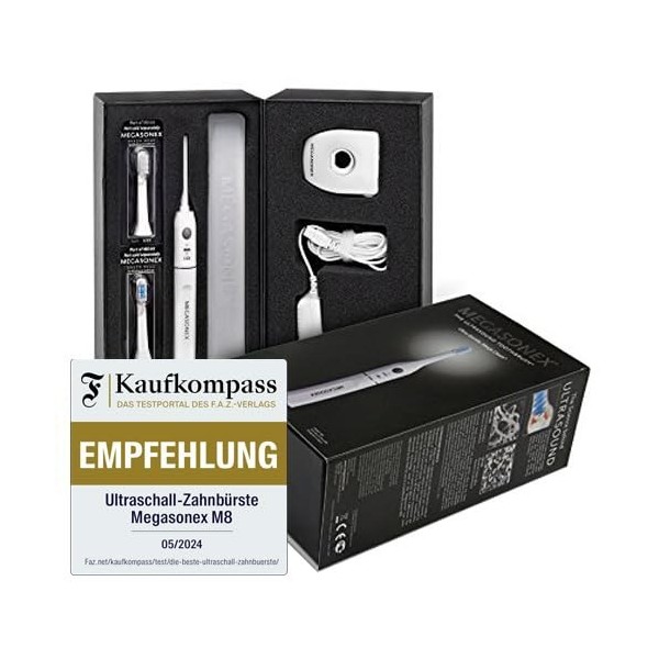 Megasonex M8 Lot de 2 brosses à dents ultrasound blanches
