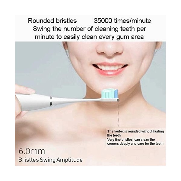 NCRD Brosse à dents électrique Brosse à dents brosse à dents USB Chargement des 30 derniers jours 5 Modes Timer intelligent a