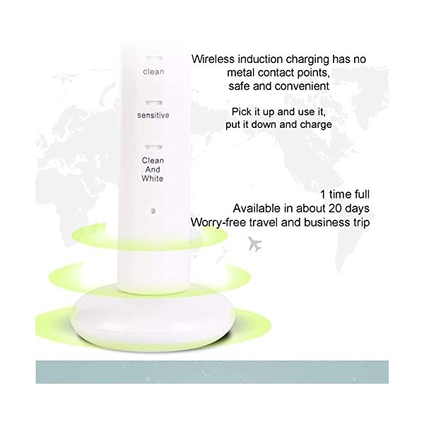 NCRD Brosse à dents électrique avec brosse douce 4 modes et smart 2 min timer brosses à dents électriques adultes imperméable