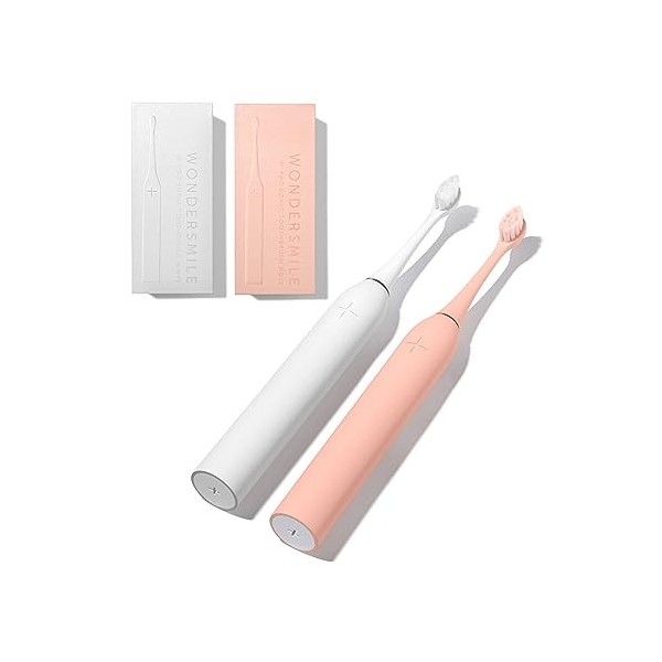 Wondersmile Lot de 2 brosses à dents soniques Pro - Brosse à dents électrique avec 4 programmes de brossage - Brosse à dents 