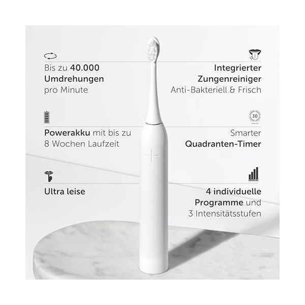 Wondersmile Lot de 2 brosses à dents soniques Pro - Brosse à dents électrique avec 4 programmes de brossage - Brosse à dents 