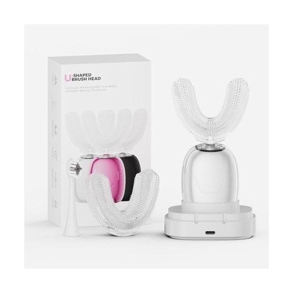 Brosse à dents électrique à ultrasons pour adultes, brosse à dents automatique en forme de U, bouche entière, nettoyage à 360