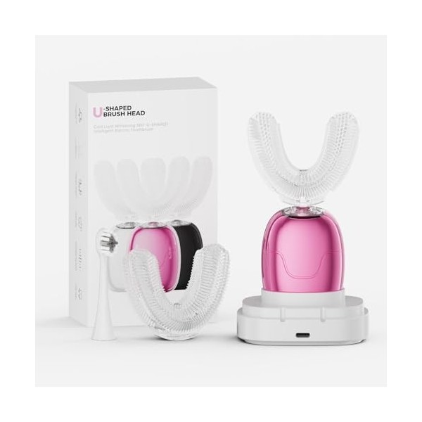 Brosse à dents électrique à ultrasons pour adultes, brosse à dents automatique en forme de U, bouche entière, nettoyage à 360...