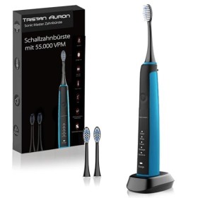 Tristan Auron Lot de 2 brosses à dents soniques 55000 VPM + étui UV - Batterie de 60 jours - 5 modes de brossage - Étanche - 