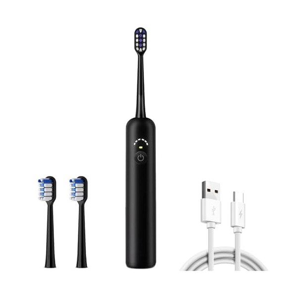 Set Brossage Minuteur 2 Minute & Rappel 30s, Brosse à Dents Électrique Sonique Rechargeable avec 5 Modes & 3 Brossettes, Bros