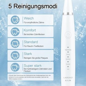 Brosse à dents électrique avec 5 modes, 2 têtes interchangeables et 2 types de brosse différents blanc 