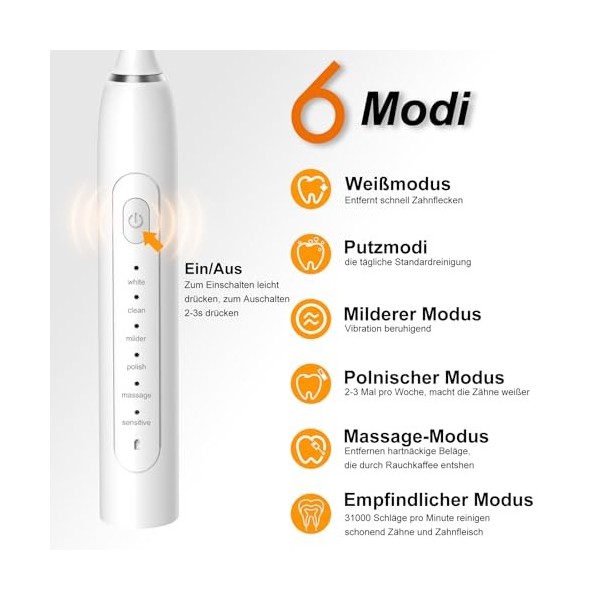 Lot de 6 brosses à dents soniques