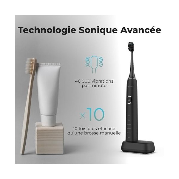 AENO Brosse à dents électrique sonic Noir Brillant, DB6 