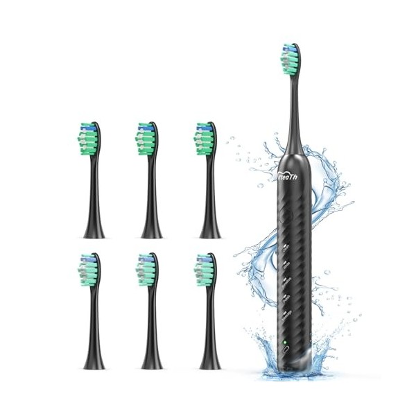 Brosse à dents électrique pour adultes, brosse à dents rechargeable sans fil avec étui de voyage portable, 5 modes de brosses
