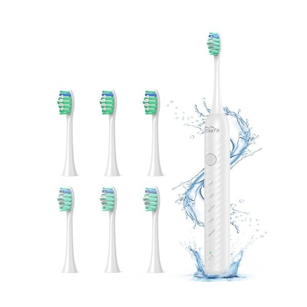 Brosse à dents électrique pour adultes, brosse à dents rechargeable sans fil avec étui de voyage portable, 5 modes de brosses