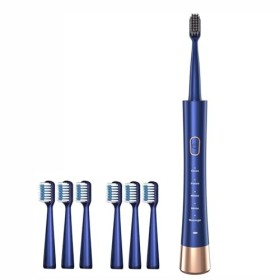 Brosse à dents électrique à ultrasons avec 6 têtes de brosse, 5 modes, batterie rechargeable, dure 60 jours à pleine charge, 