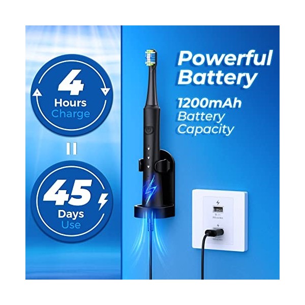 TEETHEORY Version améliorée - Brosse à dents électrique sonique pour adultes avec 10 têtes de brosse, brosse à dents électriq