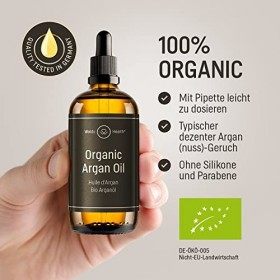 Huile d’Argan du Maroc-Bio 100% Pure - Certifiée biologique pressé à froid pour le visage et la peau anti-âge anti-rides et r