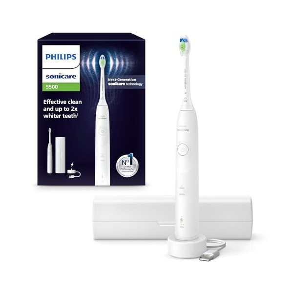 Philips Sonicare 5500 - Brosse à dents électrique sonique avec 2 modes, Alerte de pression, EasyStart, SmarTimer et BrushPace