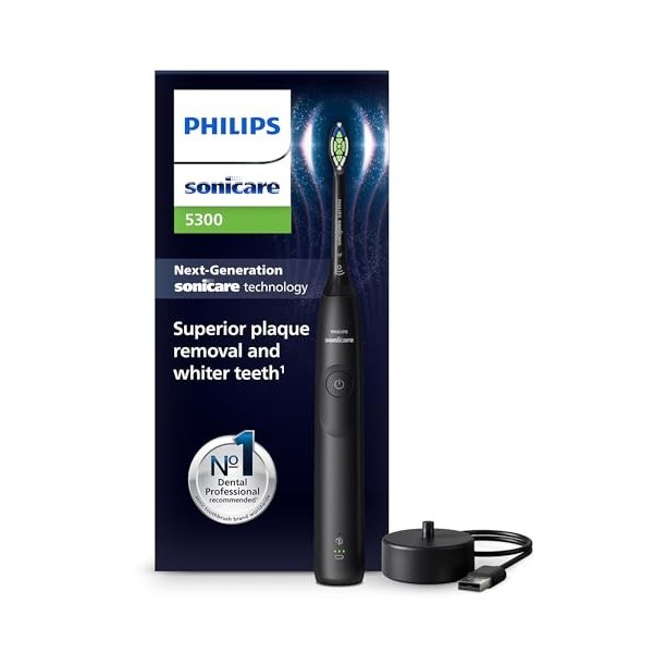 Philips Sonicare 5300 - Brosse à dents électrique sonique avec 2 niveaux dintensité, Alerte de pression, EasyStart, SmarTime