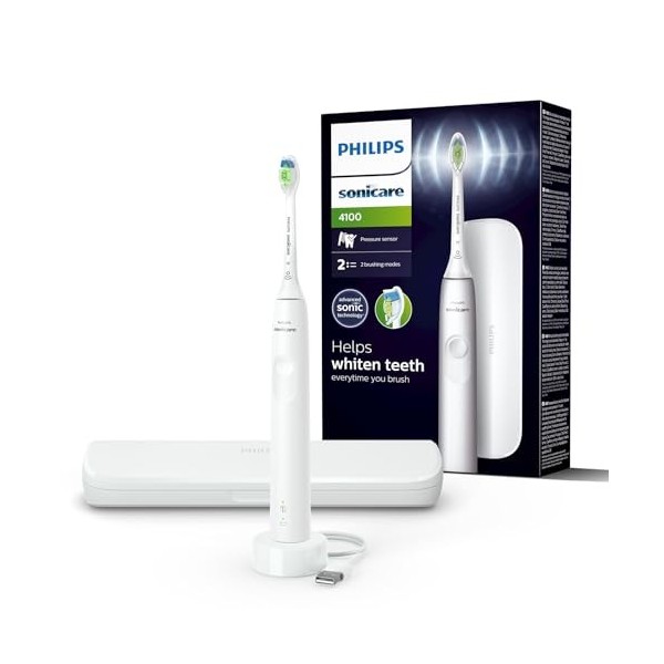 Philips Sonicare 4100 - Brosse à dents électrique sonique avec deux modes, Capteur de pression et minuterie, Bleu marine, mod