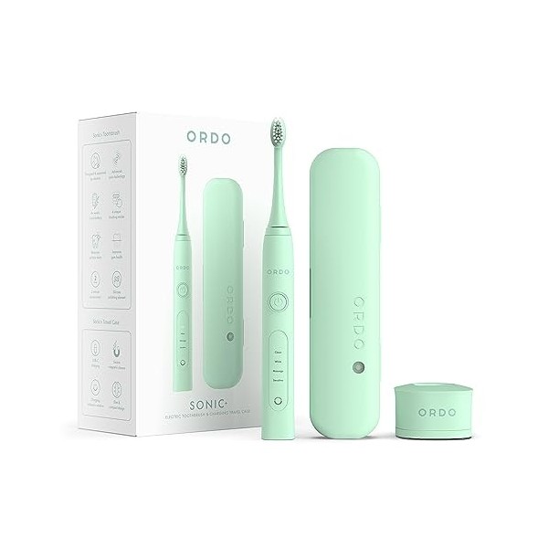Ordo Sonic+ Brosse à dents électrique avec étui, brosses à dents soniques pour adultes, étui de voyage de charge, 4 modes de ...