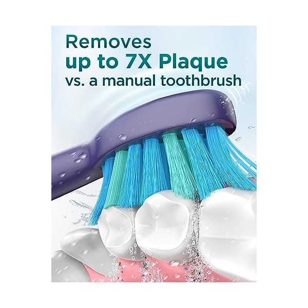 Brosses à Dents Électriques Soniques Adultes avec 8 Têtes - Brosse à Dents Électrique 5 Modes avec étui, IPX7, Brosses à Dent