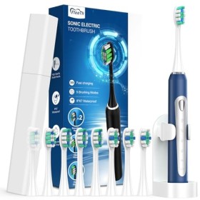 Brosse à dents électrique pour adulte - Brosse à dents sonique avec 8 têtes de brosse, une charge de 60 jours, 5 modes avec m