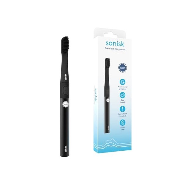 Sonisk Sleek Brosse à dents électrique sonique pour adultes, batterie rechargeable, 3 modes de nettoyage et 2 têtes de brosse
