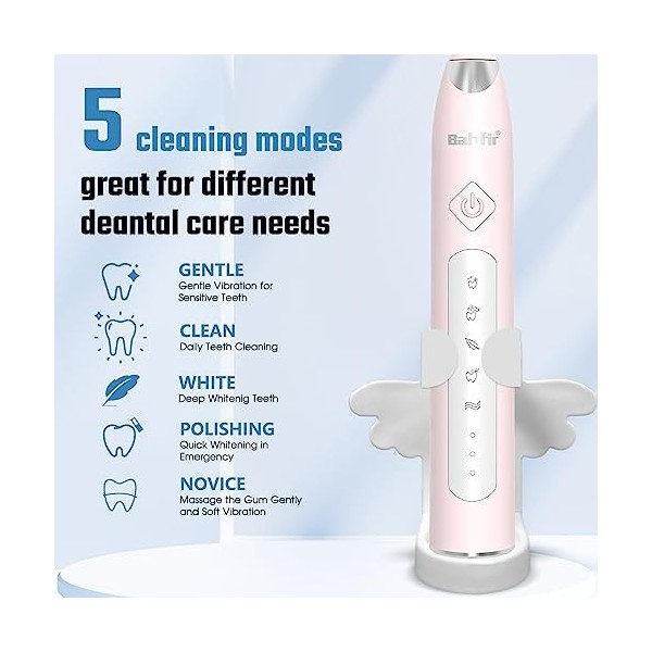 PERECT Brosse à dents électrique pour adultes, brosse à dents électrique sonique rechargeable avec 8 têtes de brosse de recha
