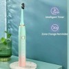 Zjyufy Brosse à dents électrique pour adultes et brosse à dents électrique avec 5 têtes de rechange et 5 modes de brossage, b