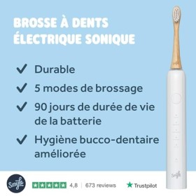 Smyle Brosse à dents sonique avec capteur, autonomie de 3 mois, minuterie intelligente et 5 modes de brossage et étanche bla