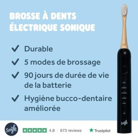 Smyle Brosse à dents sonique avec capteur, autonomie de 3 mois, minuterie intelligente et 5 modes de brossage et étanche noi