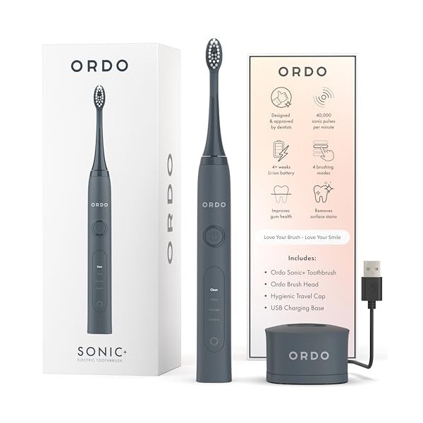 Ordo Sonic+ Brosse à dents électrique pour adultes, technologie intelligente avancée, 4 modes de brossage, recharge rapide, b...