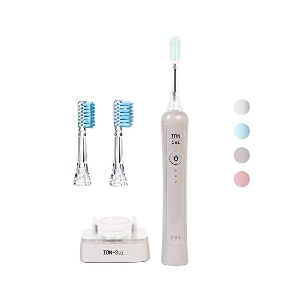 ION-Sei Brosse à dents électrique sonique, ionique, brevetée, jusquà 31 000 mouvements de brosse par minute, pour le nettoya
