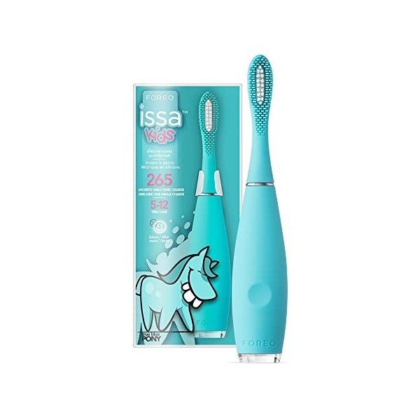 Brosse à dents sonique en silicone FOREO ISSA pour enfants de 5 à 12 ans, True Blue Pony
