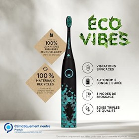 happybrush Brosse à dents sonique électrique Eco VIBE 3 - Brosse à dents durable avec 6 semaines de batterie rechargeable ave
