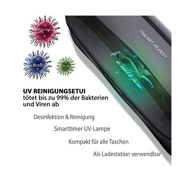 Tristan Auron Brosse à dents sonique,55 000 vibrations,5 modes,Batterie 60 jours + étui avec désinfection UV + 2 brosses de r