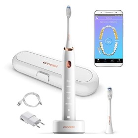 CONCEPT Brosse à dents sonique ZK5000 avec application parfaite SMILE et étui de voyage, blanc
