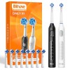 Bitvae Brosse à dents électrique 2 pièces pour adultes et enfants, 8 têtes de brossage, 60 jours dautonomie, 5 modes avec mi