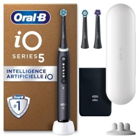 Oral-B iO 5 Brosse À Dents Électrique Noire, Un Capteur De Pression Pour Protéger Les Gencives, Les Dents Sensibles, Des Acce