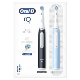 Oral-B iO Series 3 Electric Toothbrush with 2 Brush Heads 3 Cleaning Modes - Matt Black/Ice Blue