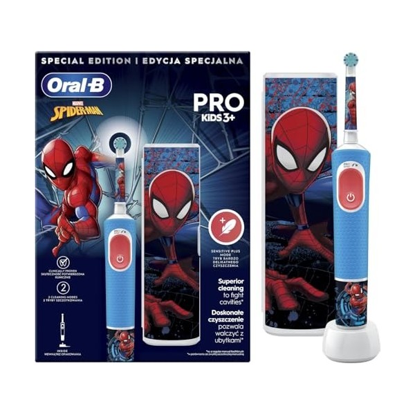 Vitality Pro Kids Spiderman électrique Toothbrush avec étui de voyage