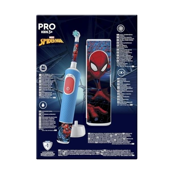 Vitality Pro Kids Spiderman électrique Toothbrush avec étui de voyage